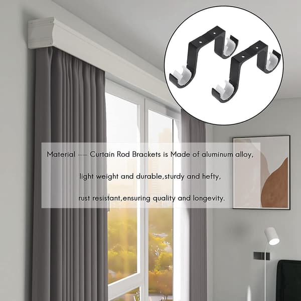 2 stk. serie doble gardinstangfester svart aluminiumslegering takfeste