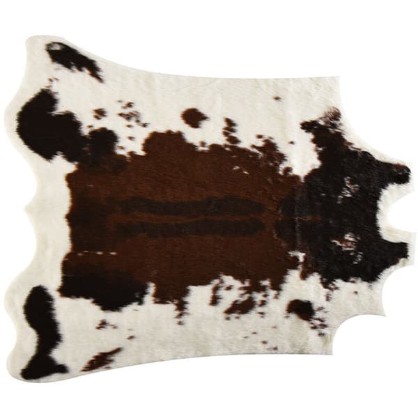 Faux Fur Cowhide Print Children's Rug, 110 x 85 cm. Durable Polyester. Non-slip Latex Backing. Soft and Comfortable.