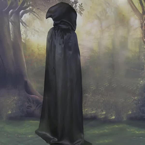 Sort Halloween-hættekappe til Cosplay, Reaper Devil-kostume 180cm-FY-
