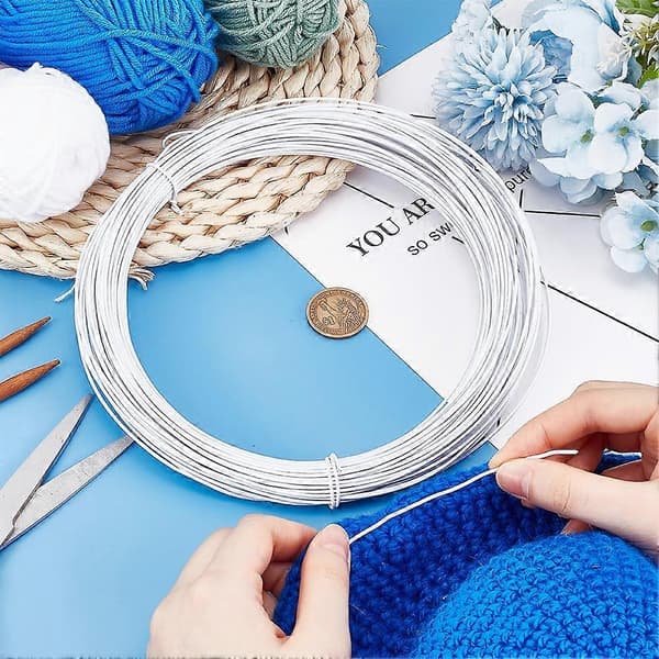 50m/54,7 Yards Hvit Hattemakerståltråd 1mm Diameter Hvit Blomstertråd Rund Myk Hattemakerståltråd PVC-belagt Hattemakerståltråd Jern
