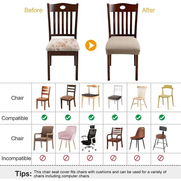 4-pack stretch jacquard chair covers for dining room, removable and washable (with back strap)