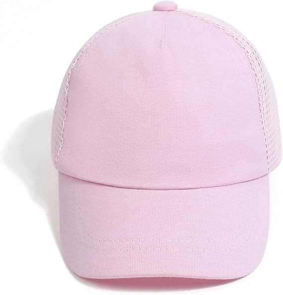 Justerbar solhatt for småbarn med dinosaurmønster, ensfarget lue for barn, gutter og jenter, egnet for 2-5 år Rosa Pink