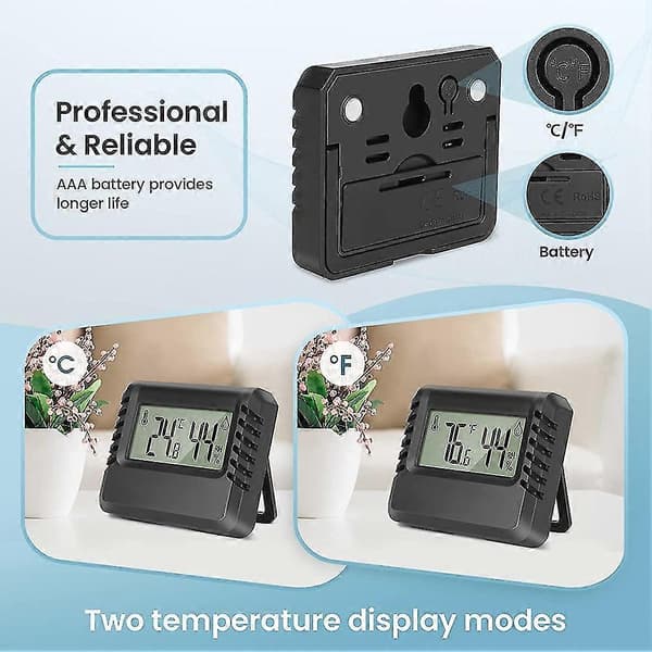 LCD Digitalt Termometer For Innendørs Mini Romtermometer Termo-hygrometer Fuktighetsmåler For L