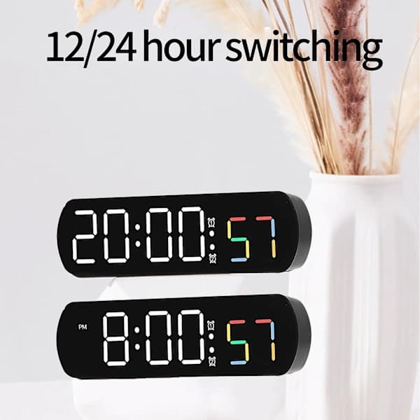 Digital Wall Clock with Temperature and Humidity Display - Silent LED Alarm Clock for Home