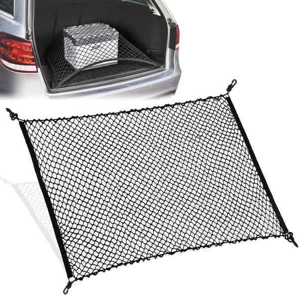 Elastisk bagagenet - 110×60CM - Bagagenet med 4 kroge - Bagageorganisator til bil - Bilorganisator
