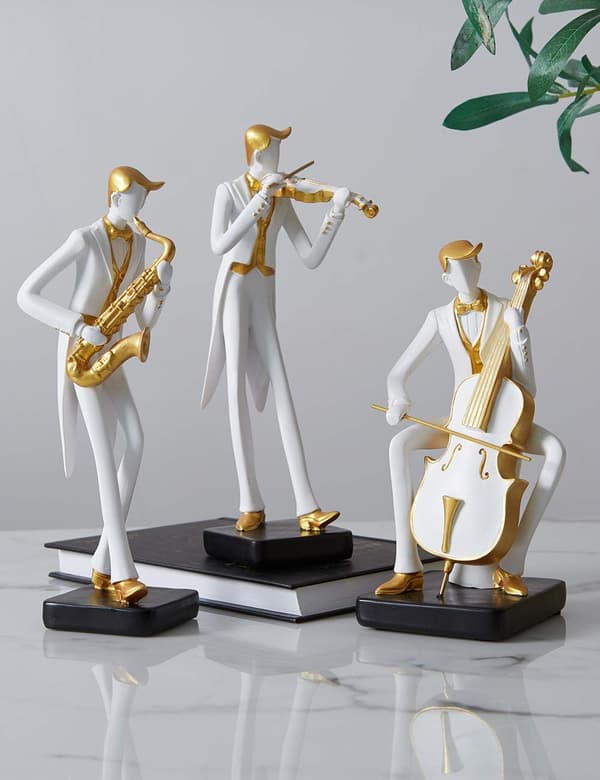 Kunstnerfigur Skulptur Musikalsk Statue Dekor Harpiks Piano Gave 26cm, saksofon
