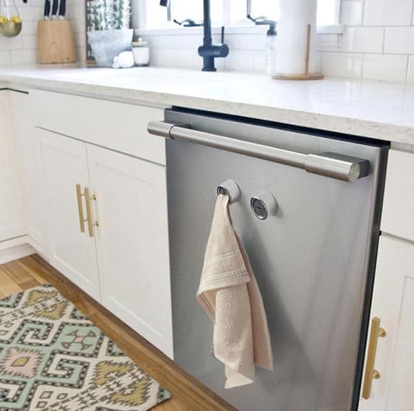 Self-adhesive towel holder - Towel hook - Kitchen towel click system - Towel clip - Child-friendly - 3 pieces