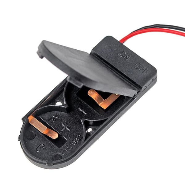 2x Cr2032 Knap Møntcelle Batteriholder Etui Opbevaringsboks 6v Ledning