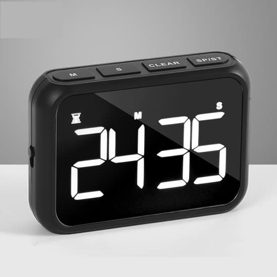 USB Rechargeable Loud Digital Kitchen Timer with Large LCD Display and Adjustable Loud Alarm - Ideal Magnetic Timer for Desk or Kitchen, Black