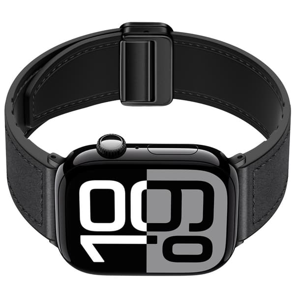 Magnetic Genuine Leather Strap for Apple Watch Black L Grå L