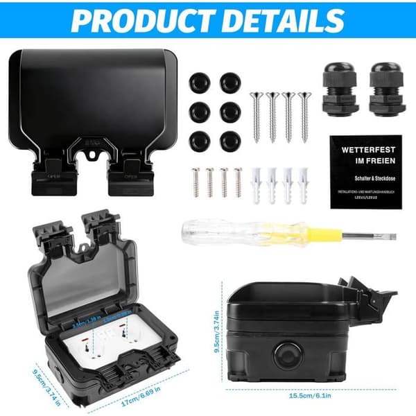 Weatherproof Outdoor Socket - NETBOAT - Double - IP66 - 220-250V - 16A