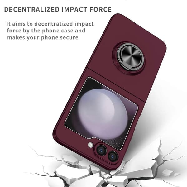 Case for Samsung Galaxy Z Flip6 5G Rotatable Ring Stand Hard PC Phone Cover Wine Red Wine Red Wine red Wine Red