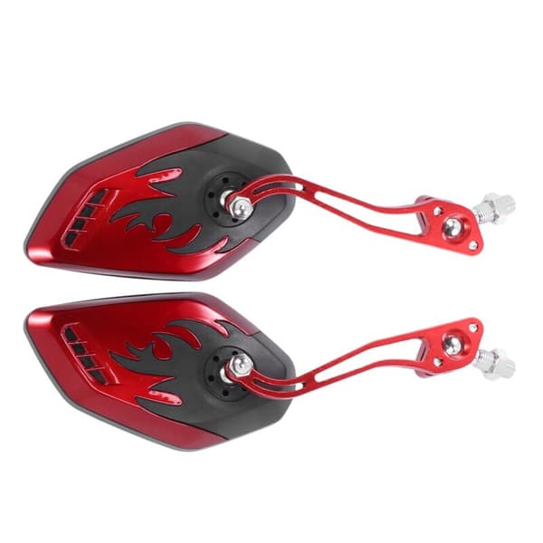 4 st Universal Motorcykel Backspeglar 360 Graders Rotation Scooter 8/10mm Svart+Röd