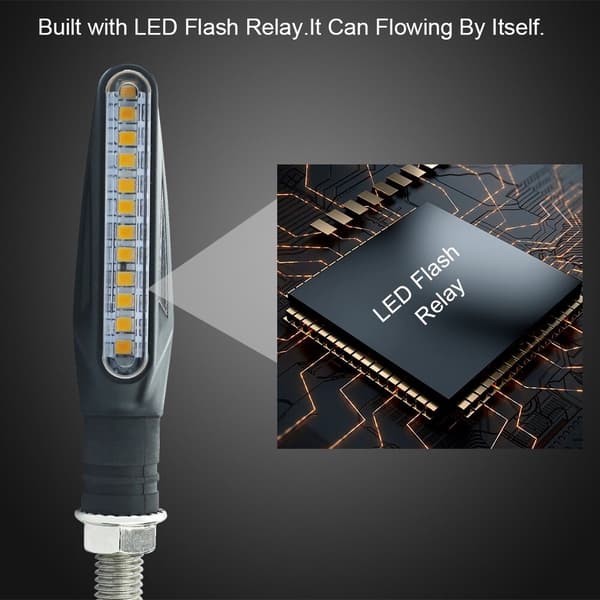 4pcs LED Motorcycle Turn Signals, Dynamic, Universal, Bendable, IP68 - with Built-in Relay
