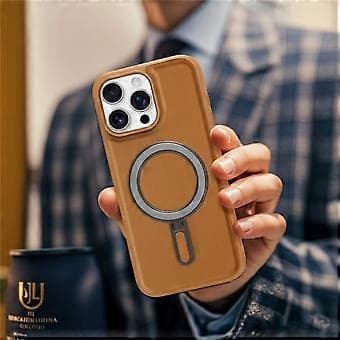 Kompatibelt deksel til iPhone 16 Pro Max, kompatibelt med MagSafe, TPU + PU, stativ, telefonens bakside (grønn)
