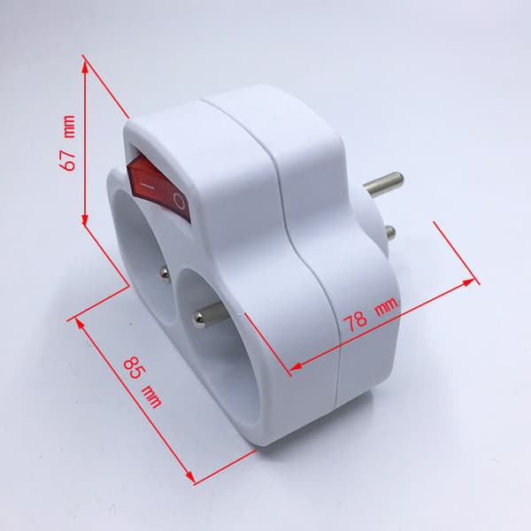 Power Outlet with Switch, 2-in-1 Electrical Wall Socket Strip with Plug, Electrical Wall Socket Perfect for Bedroom, Home Office, 16A, 230V, White