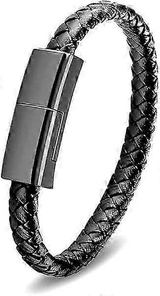 Læderarmbånd Smart Armbånd USB-opladning USB Bærbar Rejseoplader til Mænd Kvinder Android/iPhone