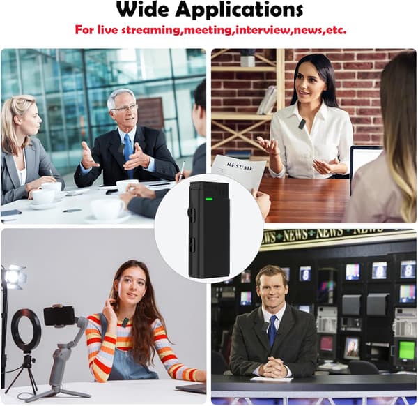 Wireless Lavalier Microphone with Noise-Cancelling Receiver for iPhone/iPad/Android for Video Recording Interviews Yellow