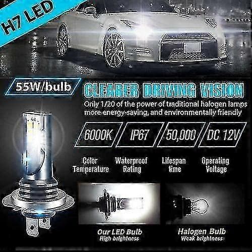 4 PCS H7 LED Headlight Bulb Kit High Beam Low Beam 220w 60000lm Super Bright 6000k White
