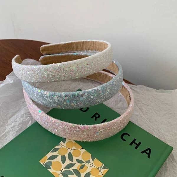 Glitter Paillet Hårbånd Brede Hårbånd BLÅ Blå