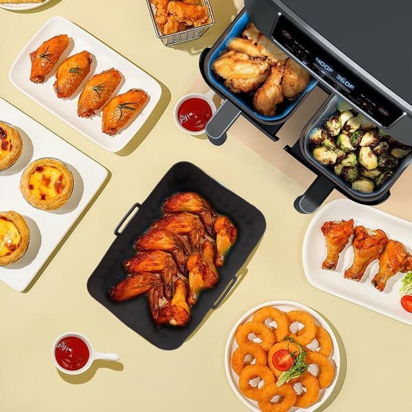 Silicone Airfryer Inserts - Reusable Airfryer Accessories - Suitable for 7.6L-9.5L Dual Zone Airfryers - 2-pack