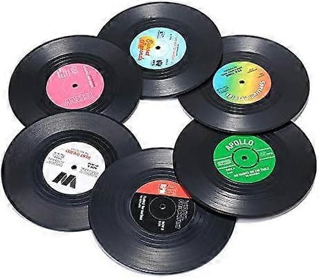 Coasters for Drinks, Funny, Absorbent, New 6-pack Vinyl Record Coasters, Effective Desktop Protection to Prevent