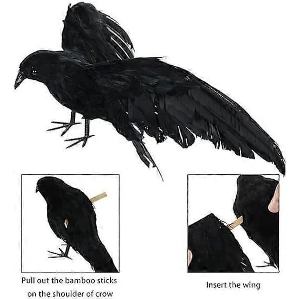 Realistic Crow Feathered Crows Looking for a Realistic Crow, Black Feather Birds Crows Halloween Party Decorations