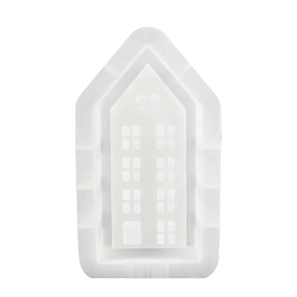House Candlestick Silicone Mold DIY Handmade Window House Plaster Concrete Resin Candlestick Craft Casting Molds L