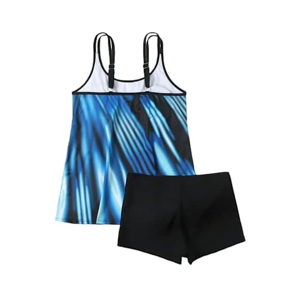 Baddräkter för kvinnor, 2 st Tankini-set, simtopp med låg midja och boyshorts