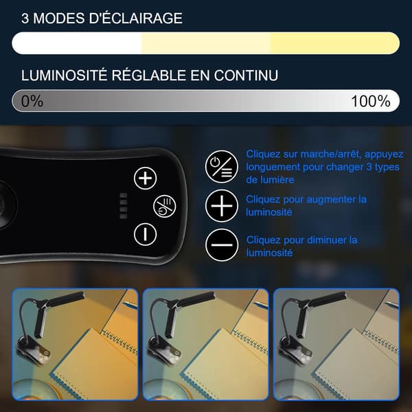 Rechargeable Reading Light with Dual Heads, 14 LED, Flexible Clip