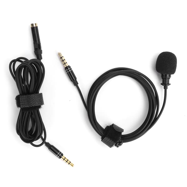 Profesjonell Lavalier Mikrofon Mini Krageklemme Mikrofon 3,5 mm 2M Lydkabel Liveopptak Svart