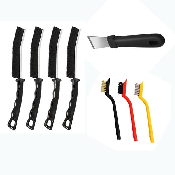 8-Piece Cleaning Brush Set for Crevices, Windows, and Keyboards Orange