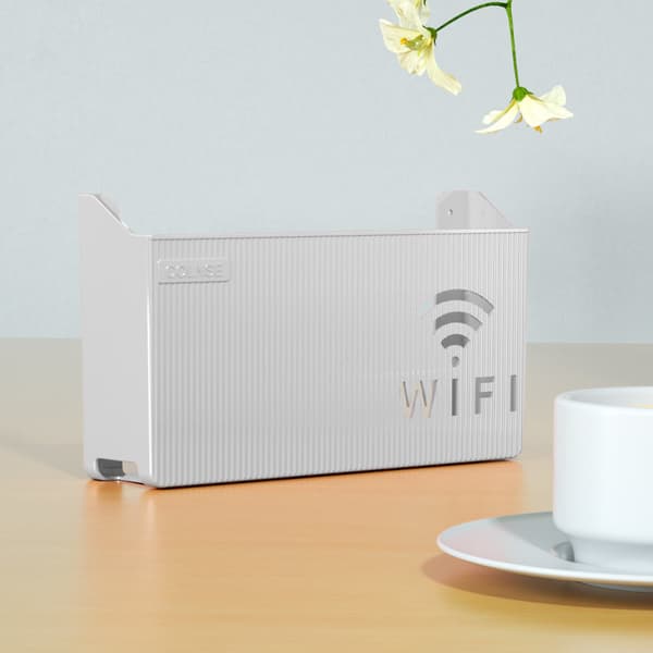 Trådlös Wifi Router Hylla Förvaringslåda Väggmontering ABS Organiz Grå Gray