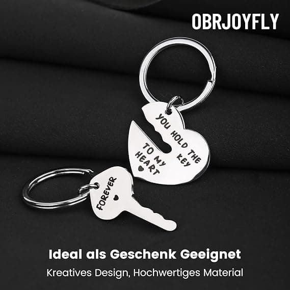 Par Nøglering til Par, Nøglering i Rustfrit Stål med Kreativt Design, Kærlig Nøglering til Par Meningsfuld Gave