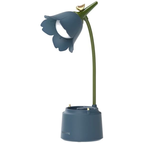 LED-bordlampe for barn, blomsterbordlampe, leselampe med justerbart lys og berøringssensor (blå)