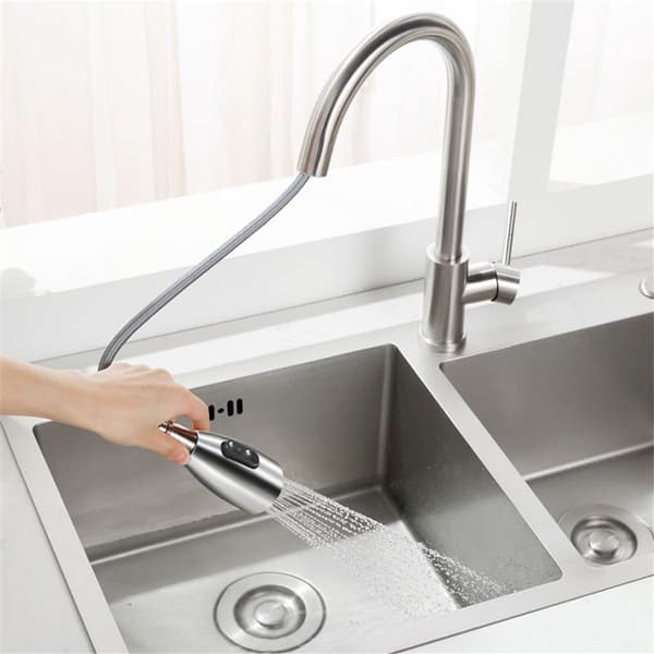 Install a flexible kitchen faucet - pull-out faucet - hot and cold white kitchen faucet - spring faucet with spray
