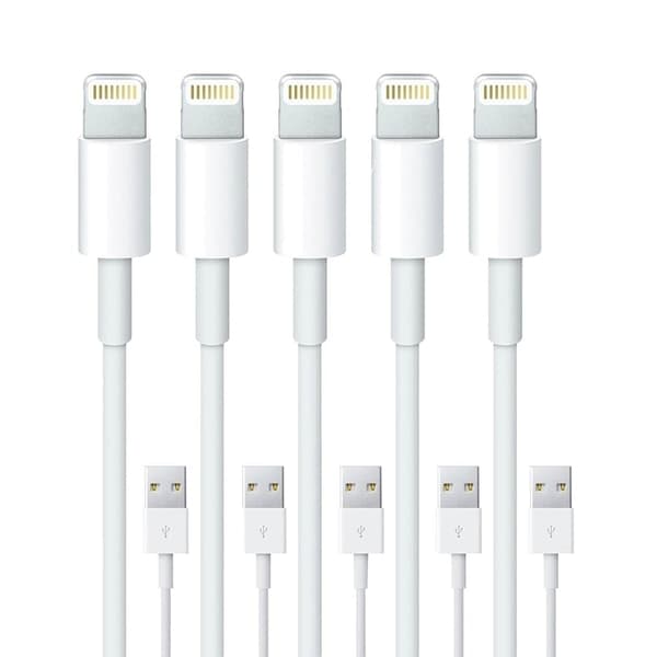 5-pakning - Lightning ladekabel iPhone 13/12/11/ Xs/Max/X/8/7/6/5SE
