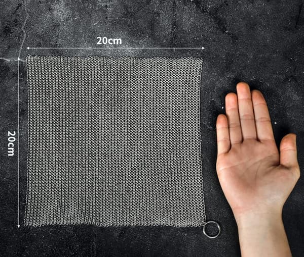 Støbejernsrenser, støbejernsskrubber, opgraderet tynd ring, 316L rustfri stålskrubber patenteret L 8''x 8'', rustfrit stålnet, ståluldsskrubber