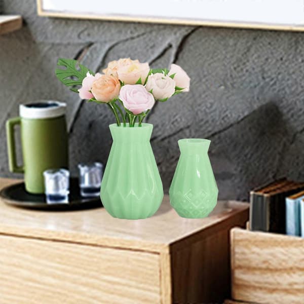 Dukkehus Miniature Vase Blomsterarrangement Potte til kontor og hjem Grøn Green