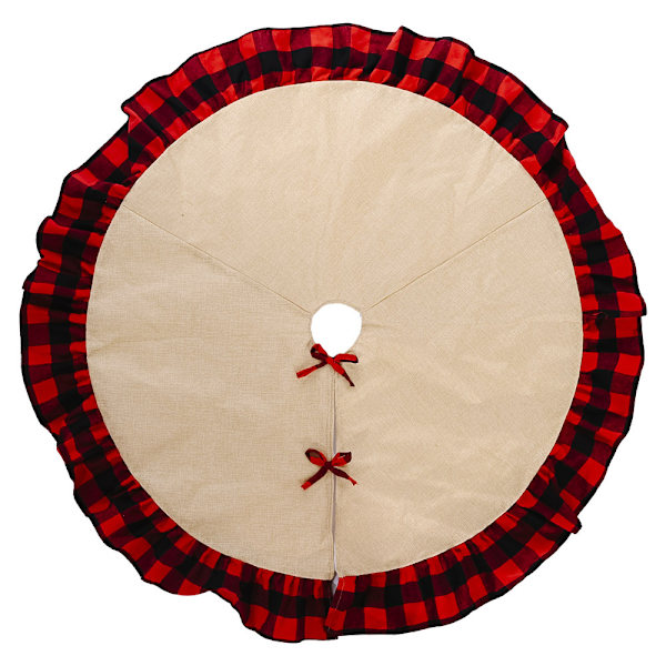 Gingham Hampetræstæppe - Rød Sort 120cm, Juletræ