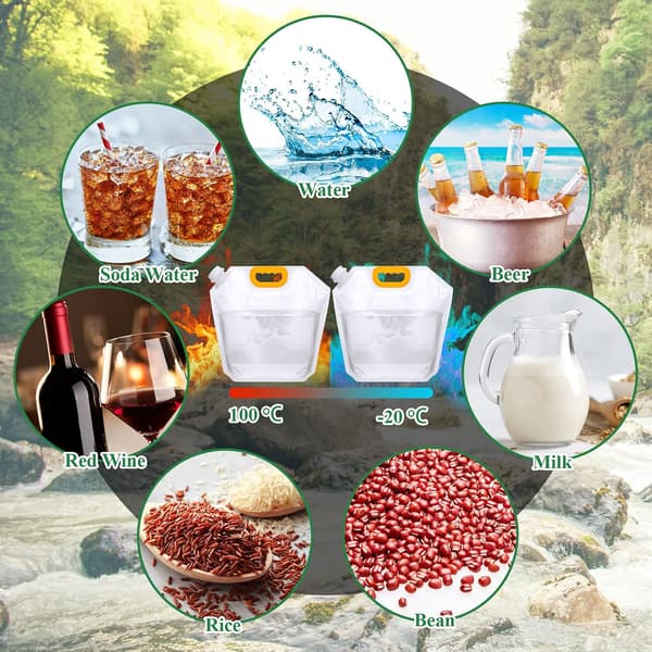 8-pakning 1,3-gallons sammenleggbare vannlagringsposer
