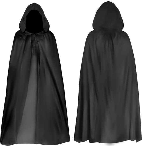 Sort Halloween-hættekappe til Cosplay, Reaper Devil-kostume 180cm-FY-
