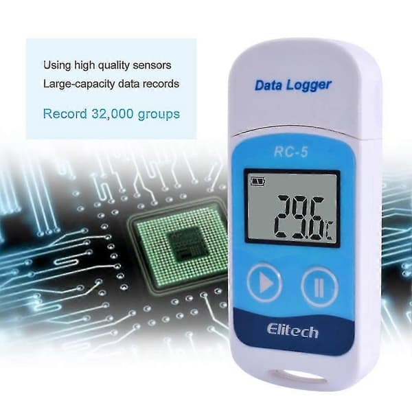 RC-5 Høypresisjons Digital USB Temperatur Datalogger for Lagerlagring Kjøletransport Lab