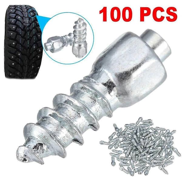100 stk 12mm Dekkpigger Karbid Skrue Snøpigger Anti-Is for Bil/SUV/ATV/UTV Bildekkpigg