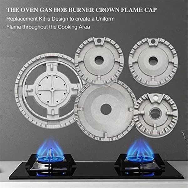Upgraded Stove Head Set Gas Stove Burner Crown Flame Cover Protector for Kitchen Fits for Stove Handle Lid Kit