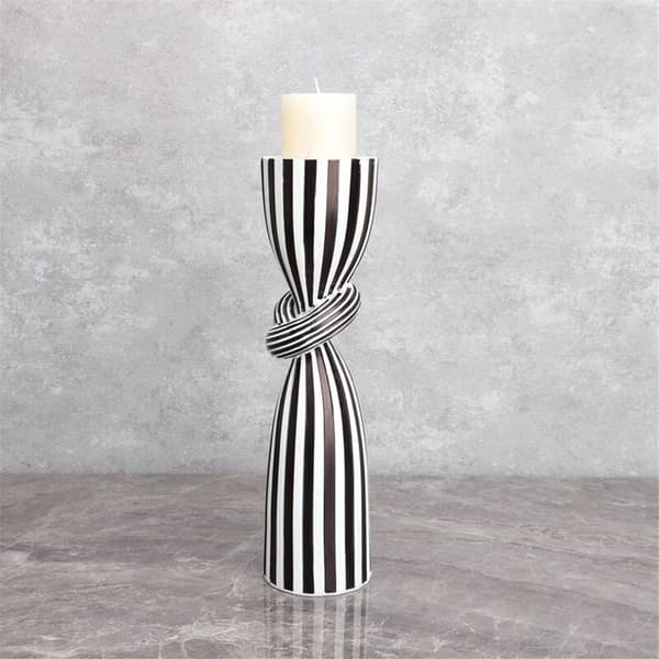 Black and White Striped Twisted Candlestick, Table Decoration - A
