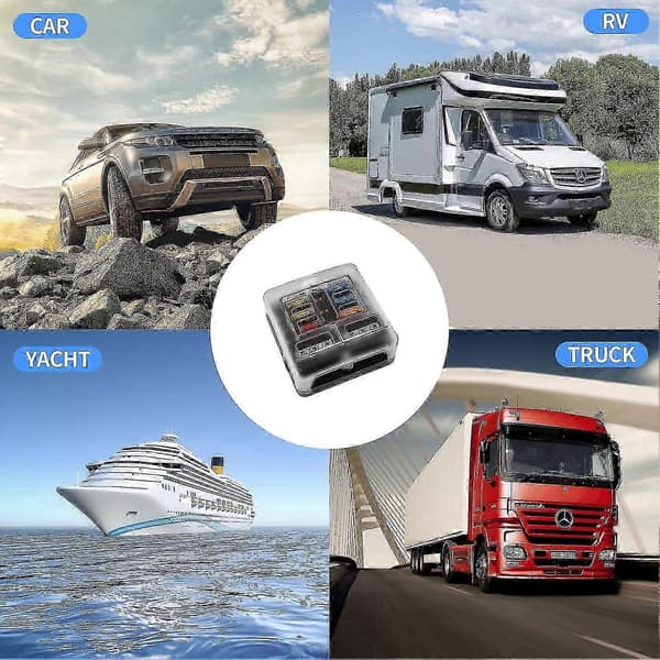 Blade Fuse Holder with Negative Bus 6/12-Way with LED Indicator Moisture-Proof Cover for 12V Boat Vehicle --