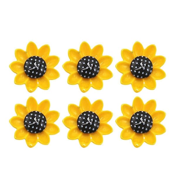 Creative Refrigerator Magnets Refrigerator Sticker Sunflower Shape Resin Material Kitchen Office 10-pack Yellow Black
