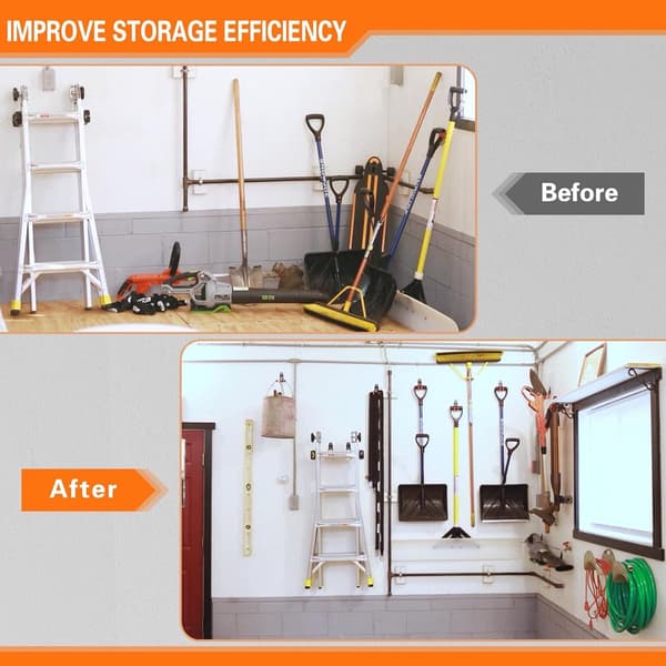 4 Pieces - Heavy Duty Garage Hooks - Wavy Long Hooks - Wall Mounted Storage Rack