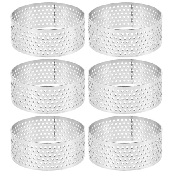 Kakeformer for baking, paiformer i rustfritt stål, 6 stk for hjemmebaking og forming [DB] Sølv Silver 5.00X5.00X2.00CM